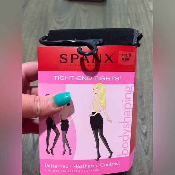 NWT Spanx Womens Heathered Contrast Tight-End Tights Stretch Black Gray Size D - Picture 1 of 4